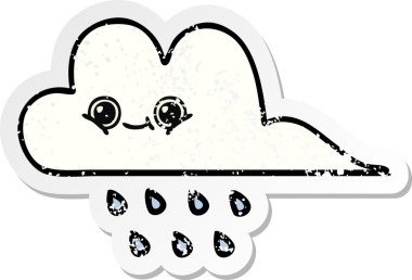 Bir insan tarafından çizilmiş tatlı bir yağmur bulutunun sıkıntılı çıkartması