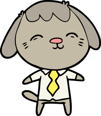 Bir insan tarafından çizilmiş mutlu bir ofis çalışanı köpeği.