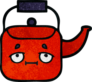 Bir insan tarafından çizilmiş eski grunge desenli bir çaydanlık.