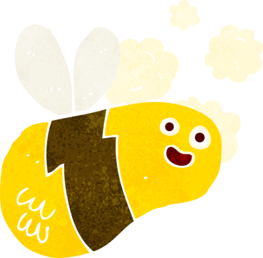 Bir insan tarafından çizilmiş çizgi film arısı.