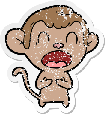 Bir insan tarafından çizilmiş bağıran çizgi film maymunu çıkartması.