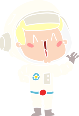 Bir insan tarafından çizilmiş düz renkli çizgi film astronotu.