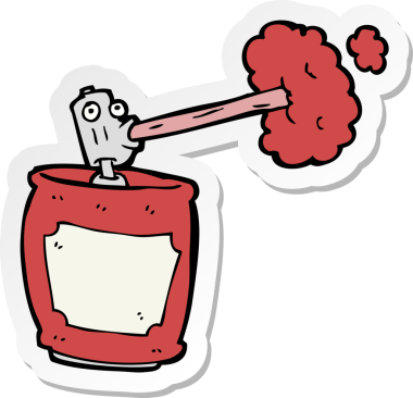 Bir insan tarafından çizilmiş çizgi film spreyinin çıkartması.