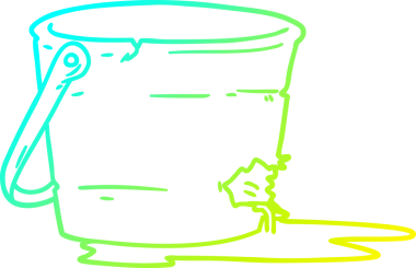 Kırık kova karikatürünün insan tarafından çizilmiş soğuk gradyan çizgisi