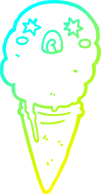 Bir çizgi filmin soğuk gradyan çizimi bir insan tarafından çizilmiş dondurmayı şok etti.