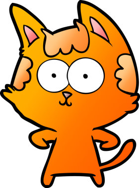 Bir insan tarafından çizilmiş mutlu çizgi film kedisi.