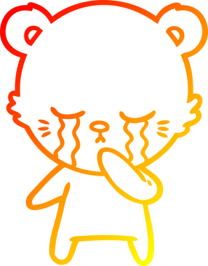 Bir insan tarafından çizilen ağlayan çizgi film ayısının sıcak çizgi çizgisi.