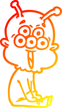 Bir insan tarafından çizilmiş mutlu çizgi film uzaylısının sıcak çizgi çizimi