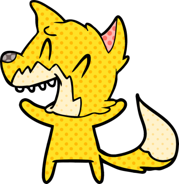 Bir insan tarafından çizilmiş gülen tilki çizgi filmi.