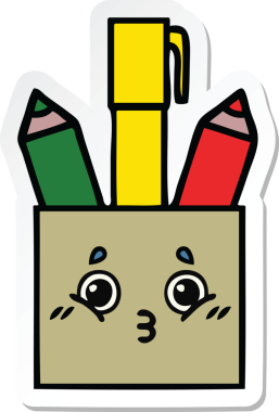 Bir insan tarafından çizilmiş şirin bir kalem kapının çıkartması.