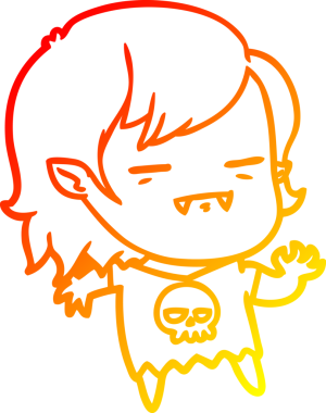 Bir insan tarafından çizilmiş ölümsüz vampir bir kızın sıcak çizgi çizimi