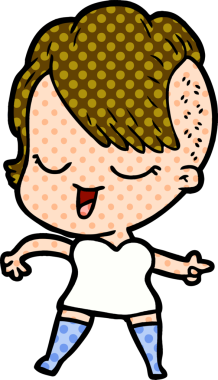 Bir insan tarafından çizilmiş mutlu çizgi film kızı.