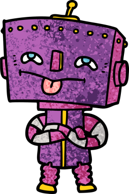 Bir insan tarafından çizilmiş çizgi film robotu