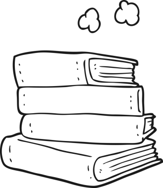 Bir insan tarafından çizilmiş siyah beyaz çizgi roman yığını.