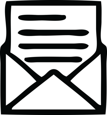 Bir insan tarafından çizilmiş bir mektup ve zarf çizimi