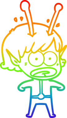 gökkuşağı gradyan çizimi bir çizgi film şok uzaylı kız bir insan tarafından çizildi