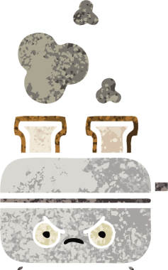 Bir insan tarafından çizilmiş bir tost makinesinin retro çizim stili karikatürü