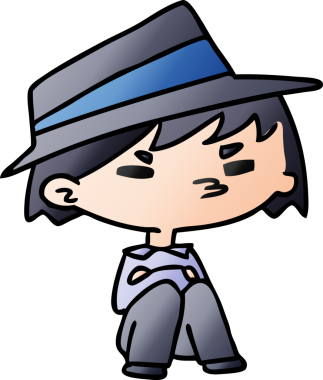 Bir insan tarafından çizilmiş bir kawaii 'nin gradyan çizimi.