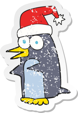 Bir insan tarafından çizilmiş bir penguen çizgi filminin gerilimli yapıştırması.