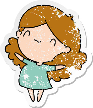 Bir insan tarafından çizilmiş sevimli bir kawai kızının sıkıntılı karikatür çizimi