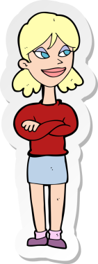 Bir insan tarafından çizilmiş kendini beğenmiş bir kadının çıkartması.