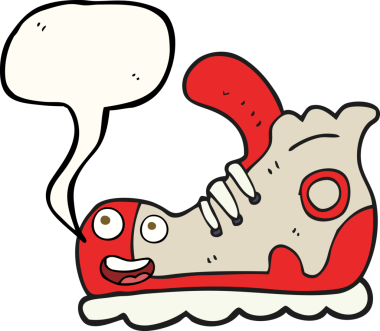 Bir insan tarafından çizilmiş serbest konuşma balonu çizgi film ayakkabısı.