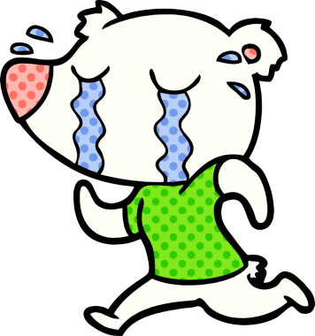 Bir insan tarafından çizilmiş üzgün küçük kutup ayısı çizgi filmi.