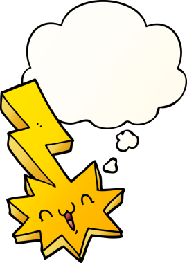 Düşünce baloncuklu çizgi film yıldırımı bir insan tarafından çizilmiş.