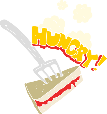 Bir insan tarafından çizilmiş çatallı kekin düz renk çizimi