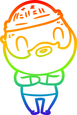 Gökkuşağı gradyan çizgi çizimi bir insan tarafından çizilmiş sakallı bir adamın