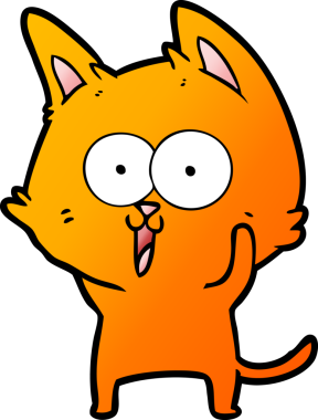 Bir insan tarafından çizilmiş komik çizgi film kedisi.