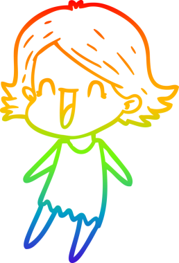 gökkuşağı gradyan çizimi bir insan tarafından çizilmiş mutlu bir kadın çizgi