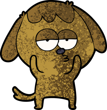 Bir insan tarafından çizilmiş, sıkılmış bir köpek.