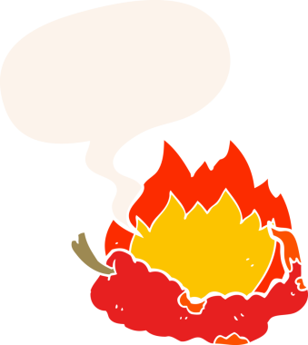 bir insan tarafından çizilmiş, konuşma baloncuklu sıcak kırmızı biber çizgi filmi.