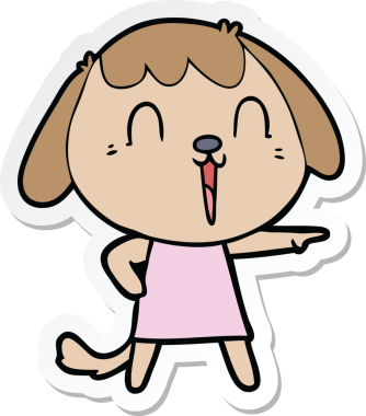 Bir insan tarafından çizilmiş şirin bir köpeğin çıkartması.