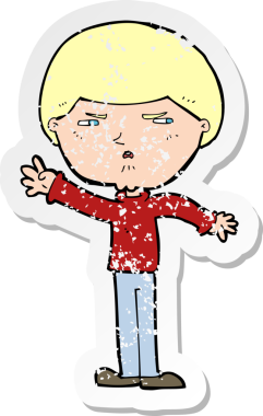 Bir insan tarafından çizilmiş bir karikatürün gerilimli çıkartması.