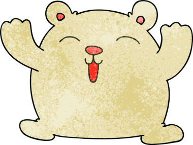 Bir insan tarafından çizilmiş tuhaf bir çizgi film. Komik kutup ayısı.