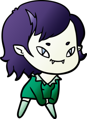 Bir insan tarafından çizilmiş çizgi film dostu vampir kız.