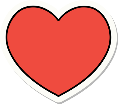 Bir insan tarafından çizilmiş geleneksel bir kalp şeklinde dövme çıkartması.