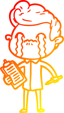 Bir insan tarafından çizilmiş ağlayan bir çizgi film karakteri çizimi.