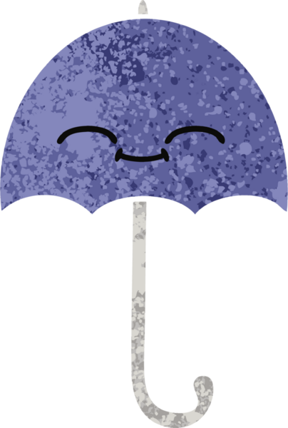 Bir insan tarafından çizilmiş bir şemsiyenin retro çizim tarzı karikatürü