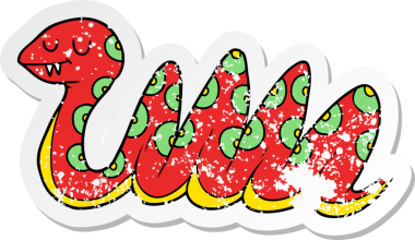 Bir insan tarafından çizilmiş çizgi film yılanının sıkıntılı çıkartması.