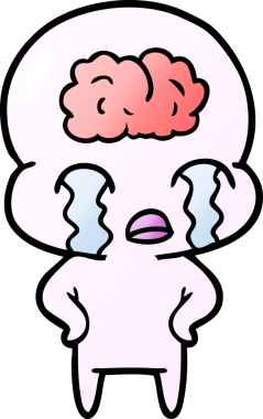 Bir insan tarafından çizilmiş koca beyinli bir uzaylı ağlaması.