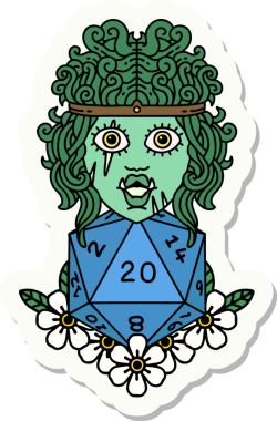 Bir insan tarafından çizilmiş 20 zarlı bir ork barbarının çıkartması.