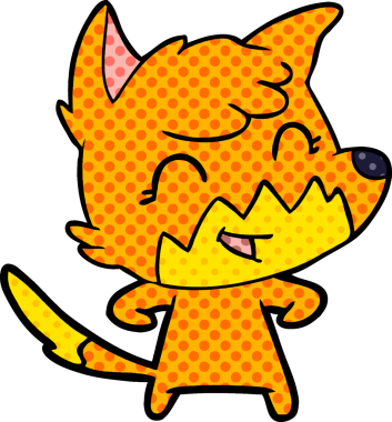 Bir insan tarafından çizilmiş mutlu çizgi film tilkisi.