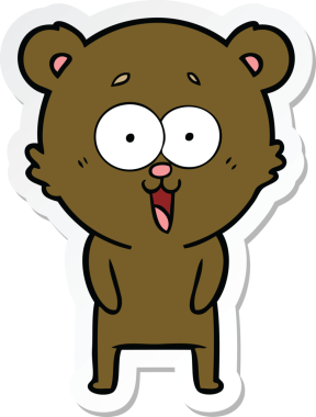 Bir insan tarafından çizilmiş gülen oyuncak ayının çıkartması.