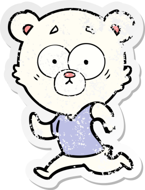 Bir insan tarafından çizilmiş şaşırmış bir kutup ayısı karikatürü.