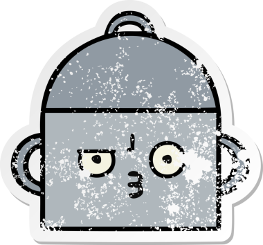 Bir insan tarafından çizilmiş tatlı bir yemek tenceresinin sıkıntılı çıkartması.