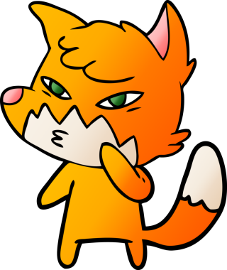 Bir insan tarafından çizilmiş akıllı çizgi film tilkisi.