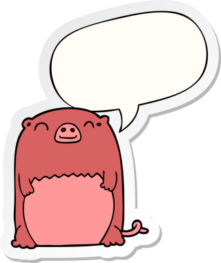 Bir insan tarafından çizilmiş baloncuk çıkartmalı çizgi film yaratığı.